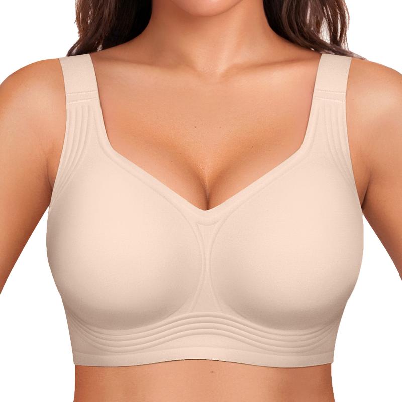 Wirefree Full Coverage Bra with Jelly Strip Support and Wide Straps