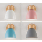 Modern Wooden Cone Shade Wall Sconce with Pull Chain