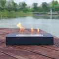 Portable Bioethanol Tabletop Fireplace with Tempered Glass Smokeless Indoor Outdoor Table Fire Pit