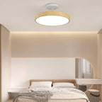 Japanese Style Wood Semi Flush Mount Ceiling Light with Brass Canopy
