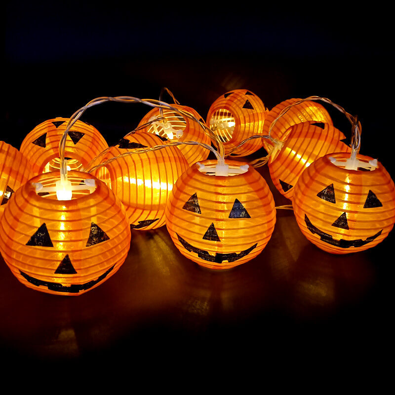 Halloween Pumpkin Lantern String Lights Outdoor Waterproof LED Decorative Jack-O-Lantern Light String for Porch Yard and Party