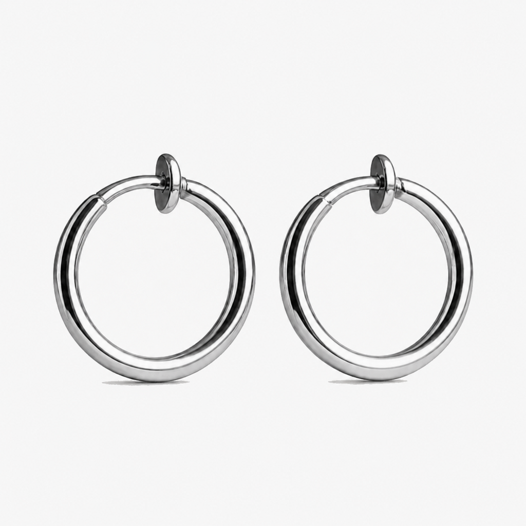 Retractable Clip-On Hoop Earrings for Unpierced Ears with Padded Clasp
