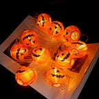 Halloween Pumpkin Lantern String Lights Outdoor Waterproof LED Decorative Jack-O-Lantern Light String for Porch Yard and Party