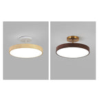 Japanese Style Wood Semi Flush Mount Ceiling Light with Brass Canopy