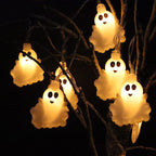 Halloween Ghost Light String Warm White LED Decorative String Lights with Ghost Figures for Party and Outdoor Decoration