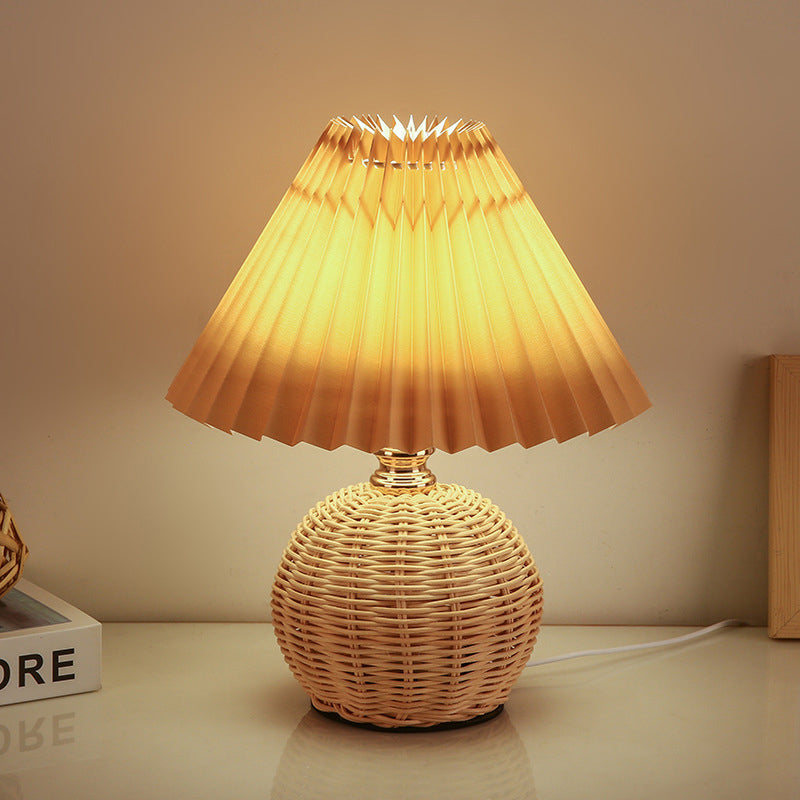 Bohemian Rattan Table Lamp With Tri-Color Dimmable Light — Harbor Light Co.