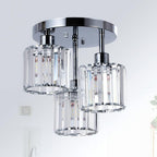 3-Light Crystal Glass Semi Flush Mount Ceiling Light