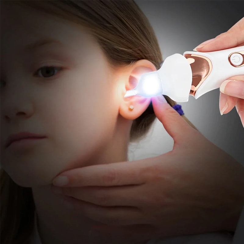Electric Ear Wax Remover with LED Light Ear Cleaner Tool with Soft Silicone Tips and Interchangeable Heads for Adults and Kids