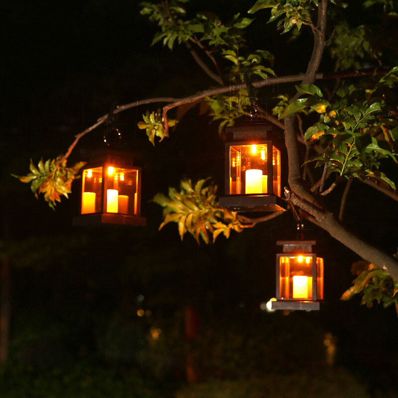 Solar Candle Lantern Outdoor Hanging LED Flameless Candle Light Waterproof Retro Garden Lantern for Tree Patio and Porch