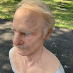 Creepy Old Man Mask Realistic Latex Halloween Mask for Adults Full Head Costume Mask with Movable Mouth for Cosplay and Theater