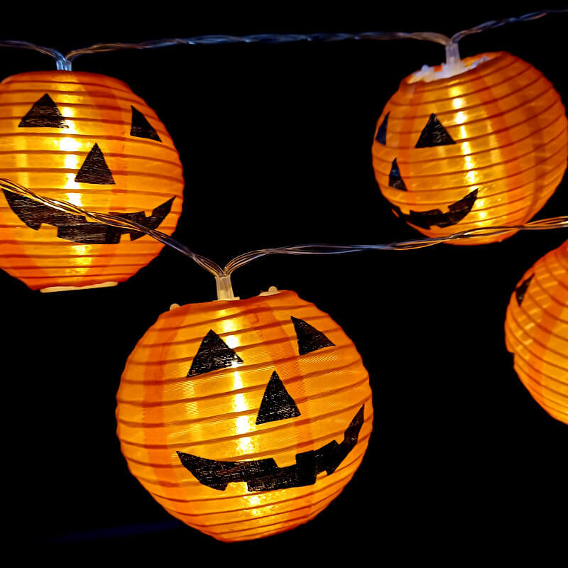 Halloween Pumpkin Lantern String Lights Outdoor Waterproof LED Decorative Jack-O-Lantern Light String for Porch Yard and Party