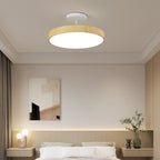 Japanese Style Wood Semi Flush Mount Ceiling Light with Brass Canopy