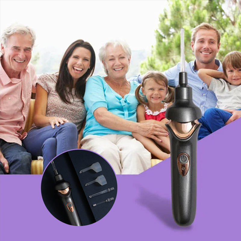 Electric Ear Wax Remover with LED Light Ear Cleaner Tool with Soft Silicone Tips and Interchangeable Heads for Adults and Kids