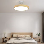 Japanese Style Wood Semi Flush Mount Ceiling Light with Brass Canopy