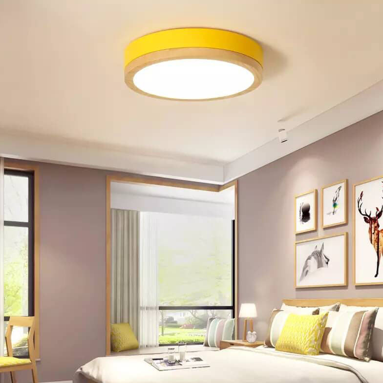 Scandinavian Wood Flush Mount Ceiling Light for Living Room — Harbor Light Co.