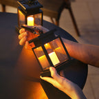 Solar Candle Lantern Outdoor Hanging LED Flameless Candle Light Waterproof Retro Garden Lantern for Tree Patio and Porch