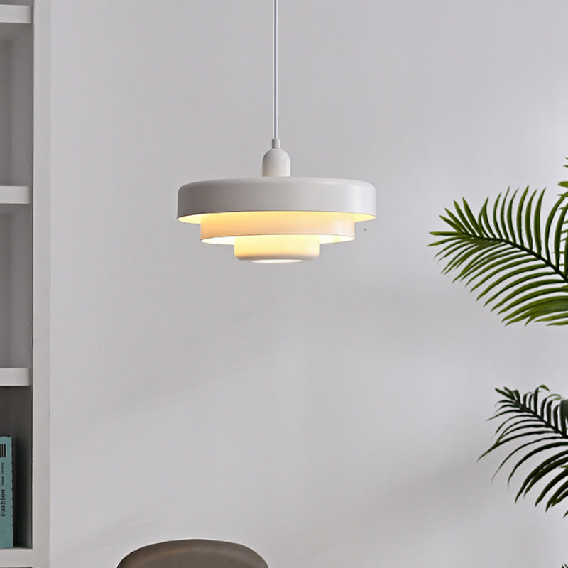 Mid-Century Metal Dining Room Pendant Light with Layered Disc Shade