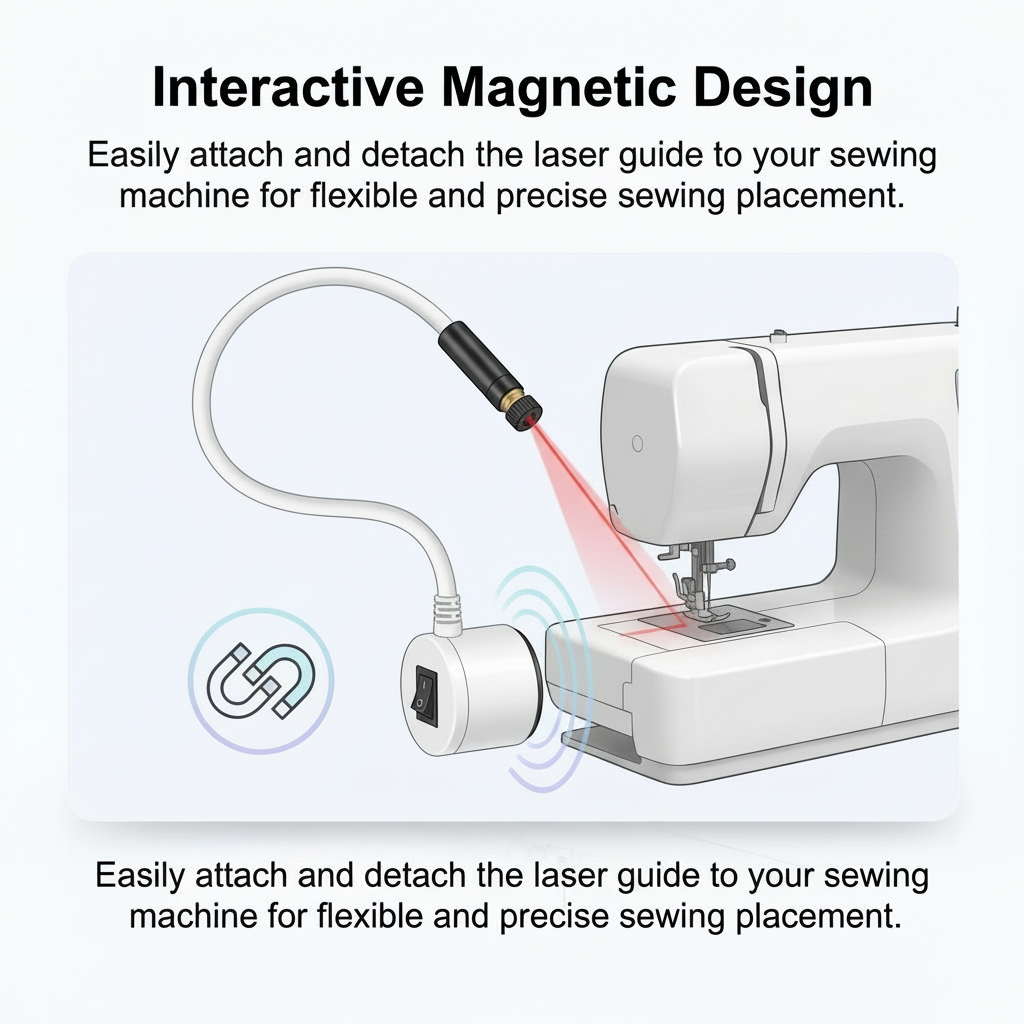 Magnetic Laser Guide Light for Sewing Machines with Flexible Arm and USB Power