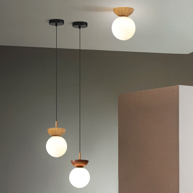 Modern Wood Semi-Flush Pendant Light With Warm LED Glow — Harbor Light Co.