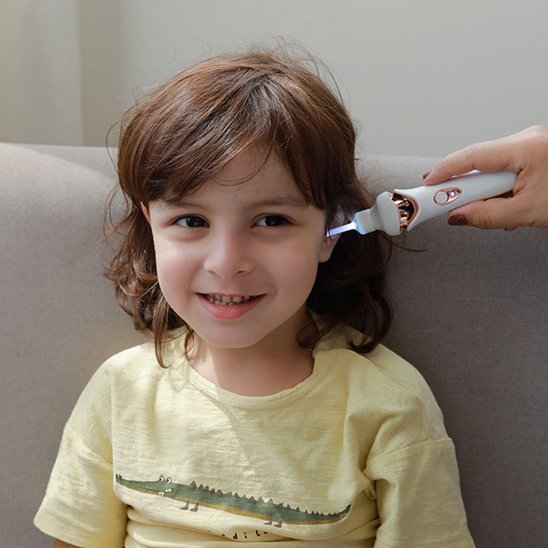 Electric Ear Wax Remover with LED Light Ear Cleaner Tool with Soft Silicone Tips and Interchangeable Heads for Adults and Kids