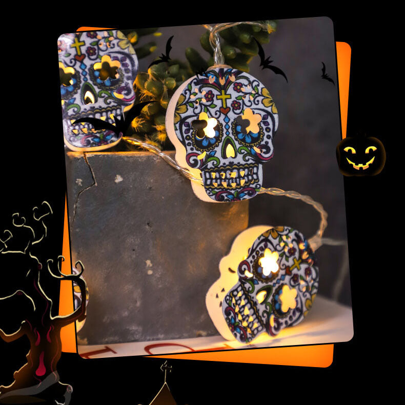 Halloween String Lights Battery Operated LED Decorative Light String with Spooky Character Shades for Bedroom and Indoor Party Decoration