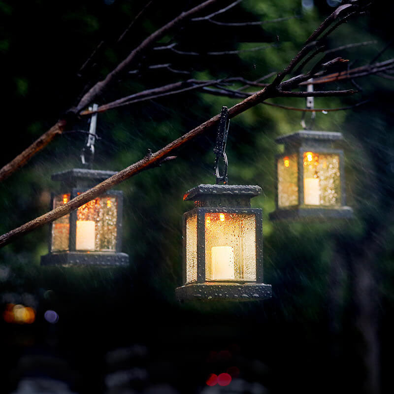 Solar Candle Lantern Outdoor Hanging LED Flameless Candle Light Waterproof Retro Garden Lantern for Tree Patio and Porch