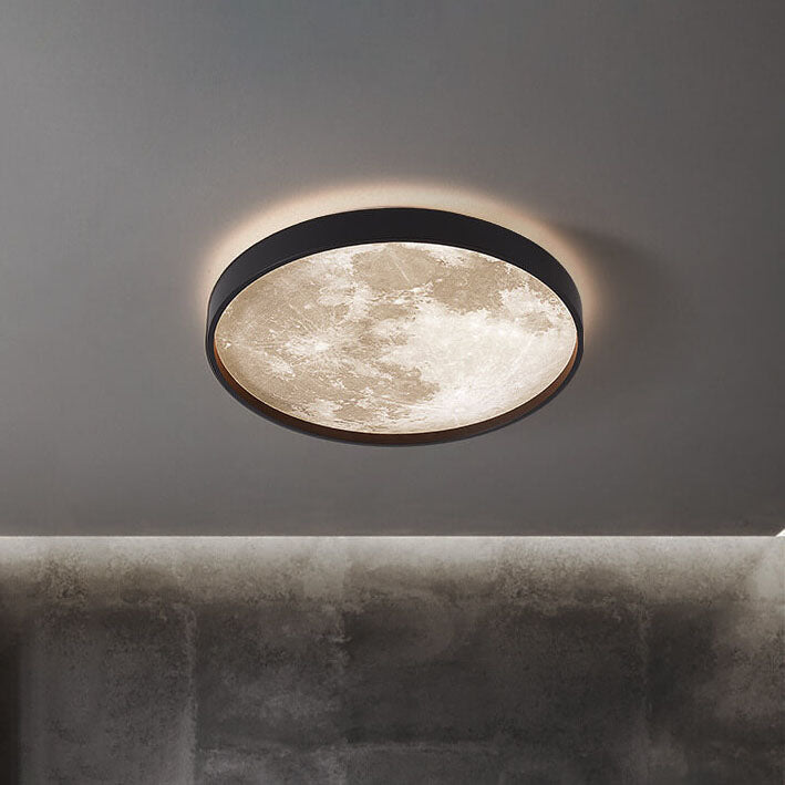 Modern Metal Flush Mount Ceiling Light With Dimmable Remote Control in Black — Harbor Light Co.