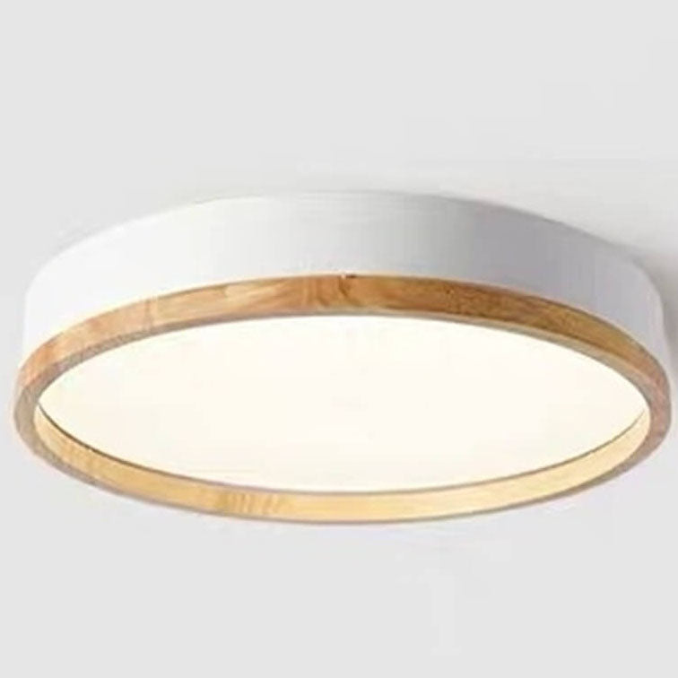 Scandinavian Wood Flush Mount Ceiling Light for Living Room in White — Harbor Light Co.