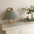 Modern Wood Wall Sconce With Warm LED Glow in Green - Flat — Harbor Light Co.