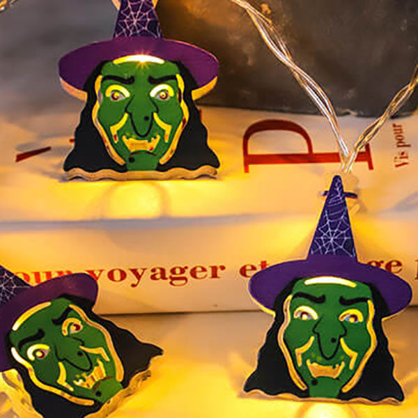 Halloween String Lights Battery Operated LED Decorative Light String with Spooky Character Shades for Bedroom and Indoor Party Decoration