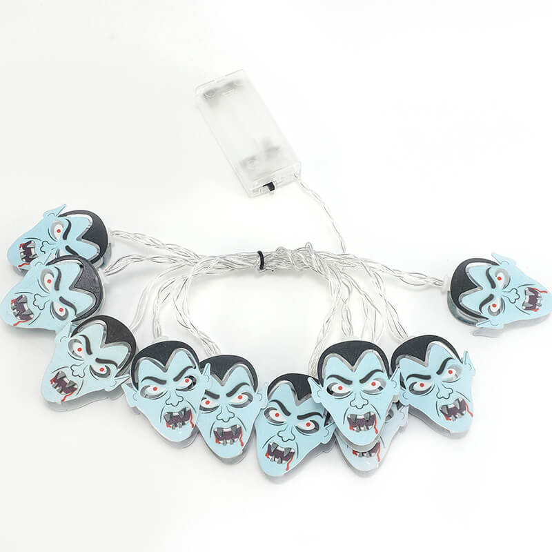 Halloween String Lights Battery Operated LED Decorative Light String with Spooky Character Shades for Bedroom and Indoor Party Decoration