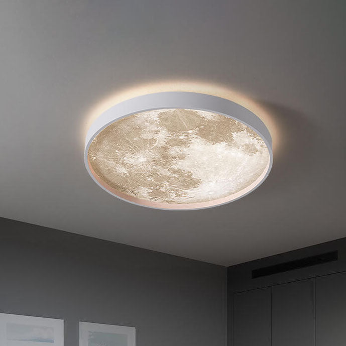 Modern Metal Flush Mount Ceiling Light With Dimmable Remote Control in White — Harbor Light Co.