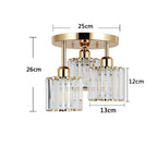 3-Light Crystal Glass Semi Flush Mount Ceiling Light