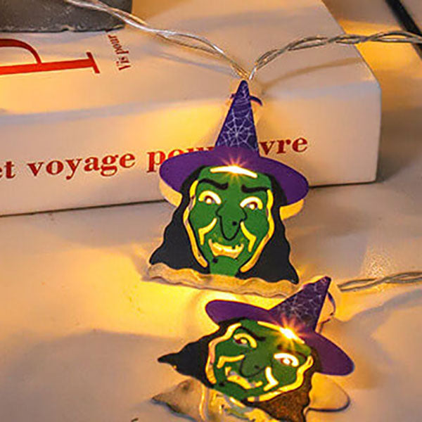 Halloween String Lights Battery Operated LED Decorative Light String with Spooky Character Shades for Bedroom and Indoor Party Decoration
