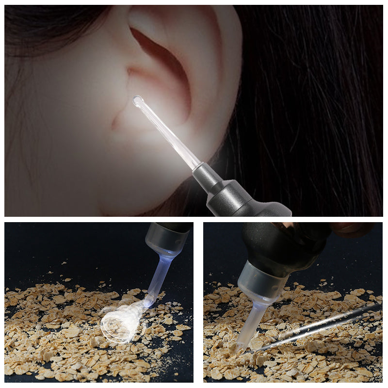 Electric Ear Wax Remover with LED Light Ear Cleaner Tool with Soft Silicone Tips and Interchangeable Heads for Adults and Kids