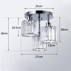 3-Light Crystal Glass Semi Flush Mount Ceiling Light