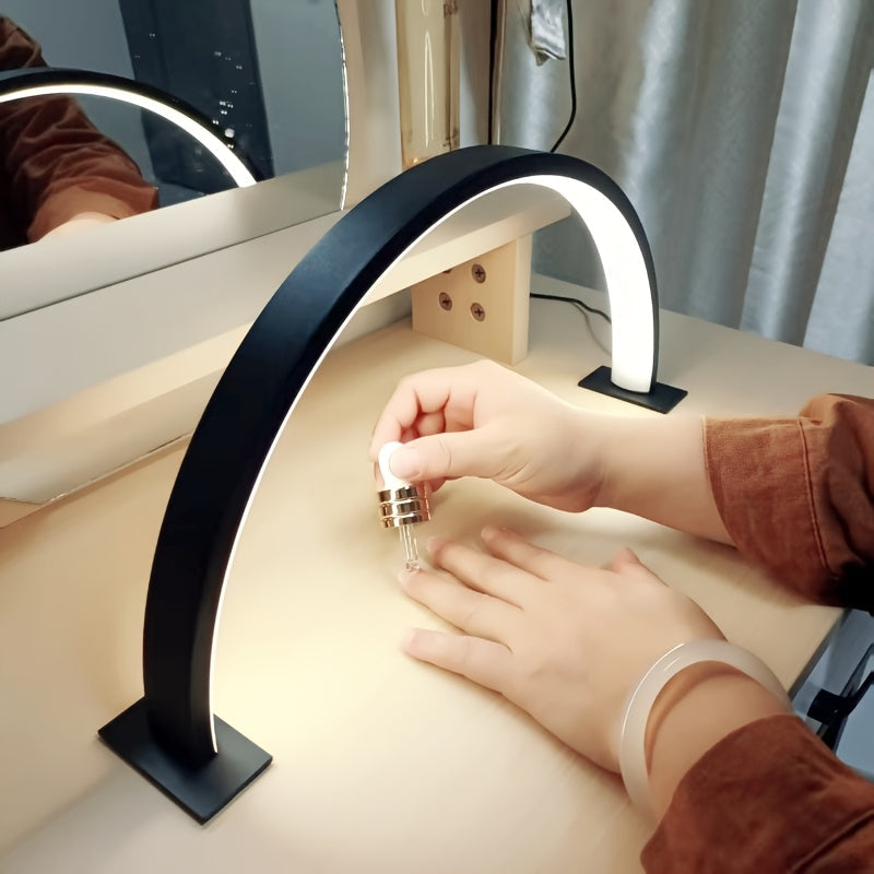 Crescent Moon LED Desk Lamp USB Powered Dimmable Metal Arc Lamp with Adjustable Color Temperature for Home Office and Nail Art