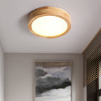 Round Wood Flush Mount Ceiling Light with LED Light