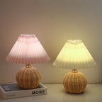 Bohemian Rattan Table Lamp With Tri-Color Dimmable Light — Harbor Light Co.