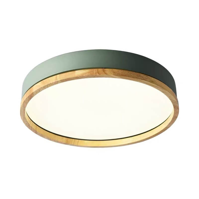 Scandinavian Wood Flush Mount Ceiling Light for Living Room in Green — Harbor Light Co.