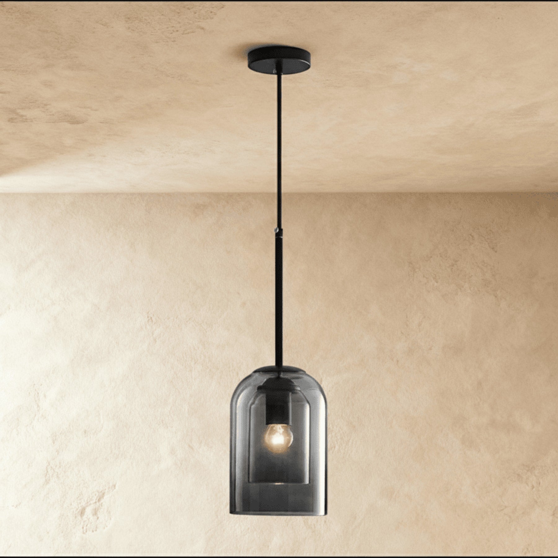 Modern Glass Pendant Light With Warm LED Glow in Smoky Gray — Harbor Light Co.
