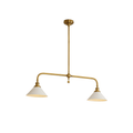 Modern Brass Pendant Light With Ceramic Shades for Dining Room in 2 heads L40.1" x W9.1" x H11.8" (L102 x W23 x H30 cm) — Harbor Light Co.