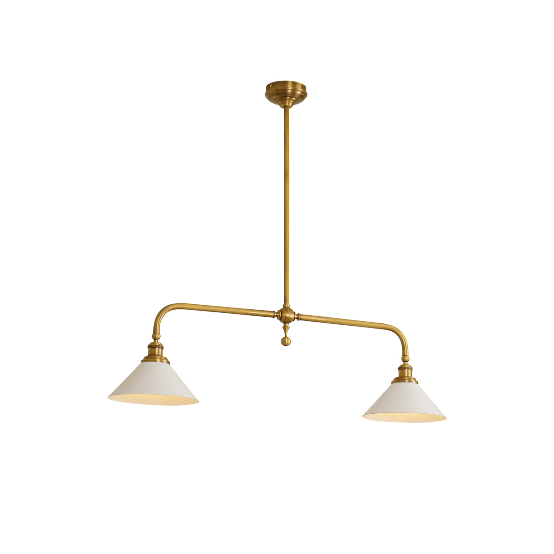 Modern Brass Pendant Light With Ceramic Shades for Dining Room in 2 heads L40.1" x W9.1" x H11.8" (L102 x W23 x H30 cm) — Harbor Light Co.