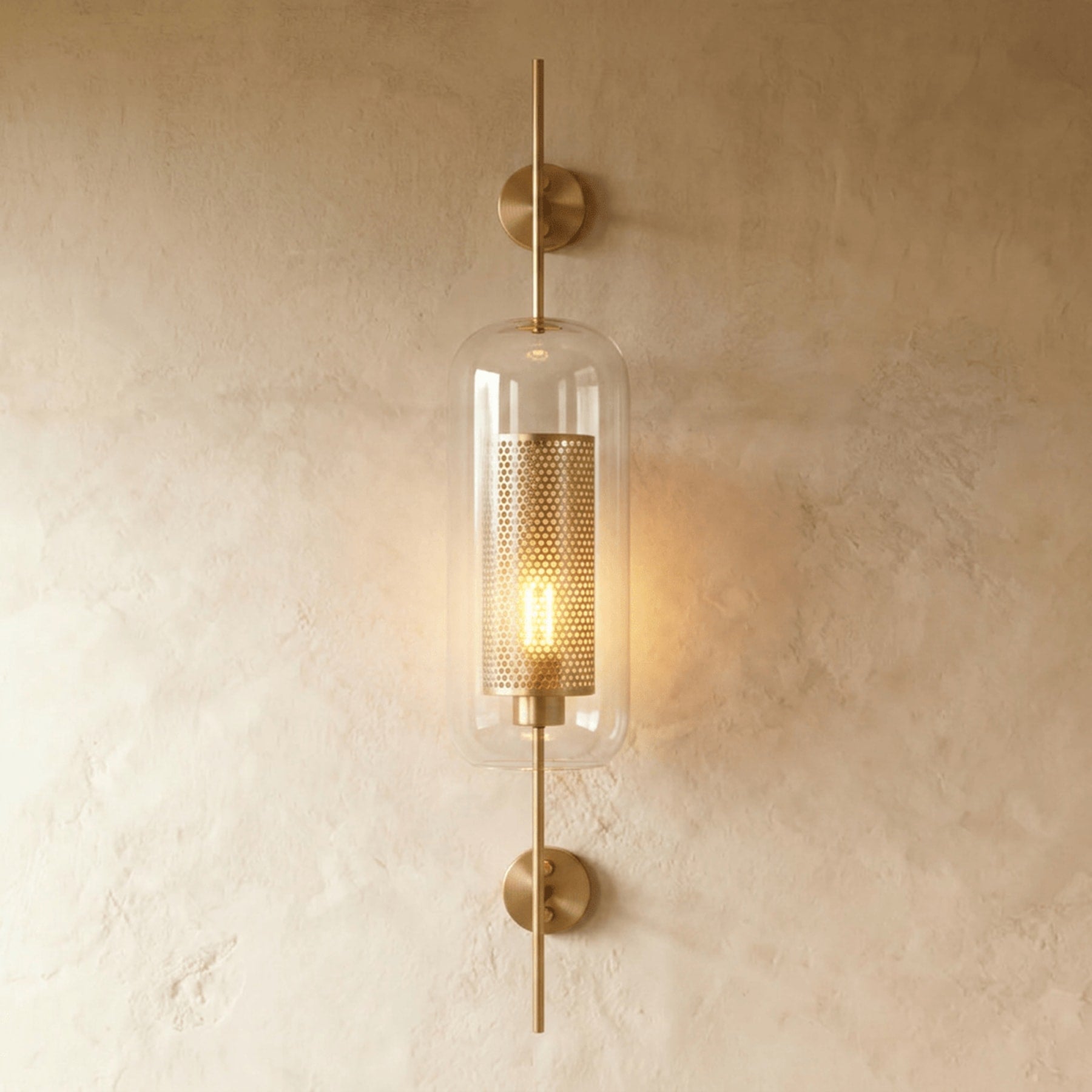 Modern Glass Wall Light With Warm LED Glow in A: D20" (D7.9 cm) x H26.4"(67cm) / 12W — Harbor Light Co.