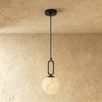 Modern Marble Pendant Light With Warm LED Glow for Dining Room in Black — Harbor Light Co.