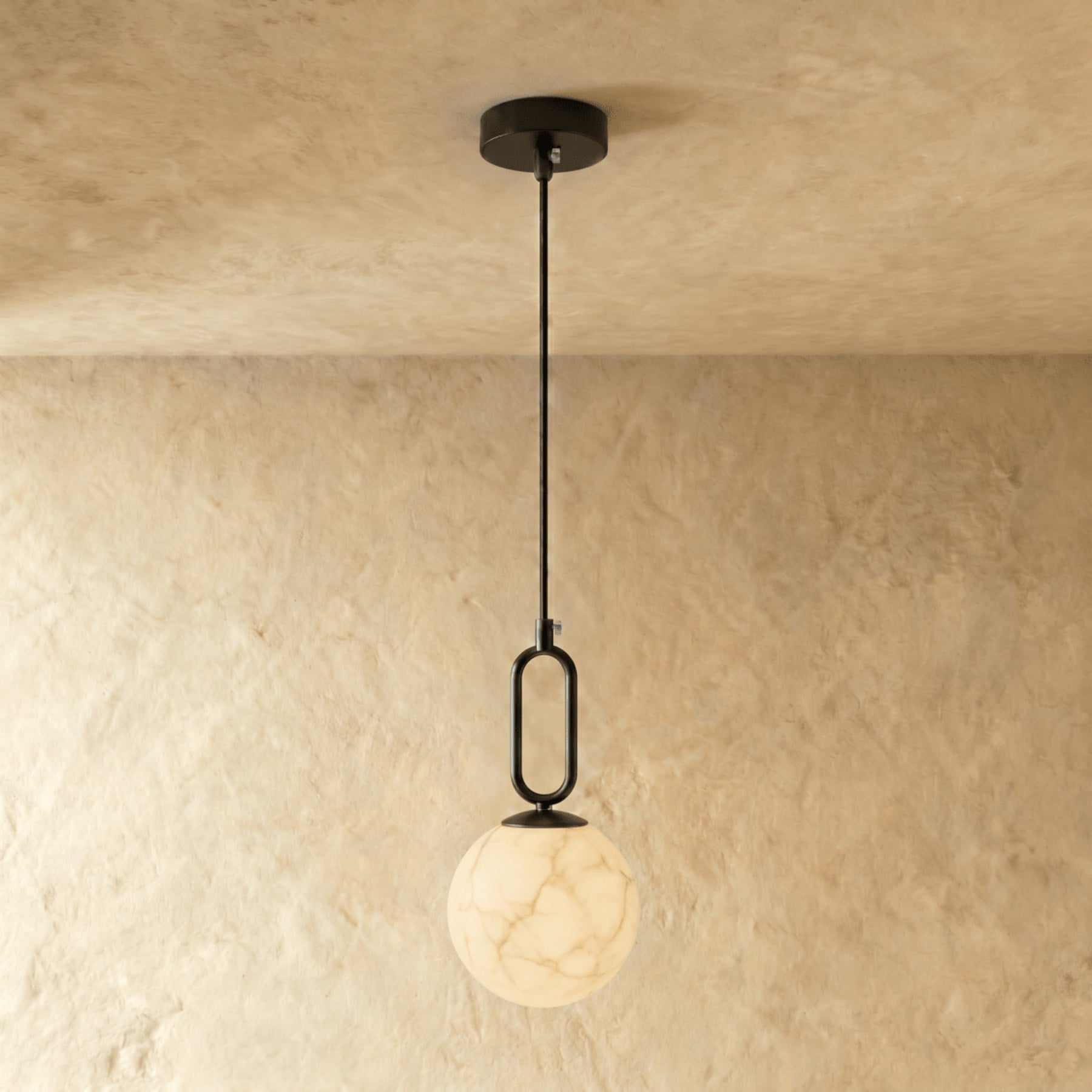Modern Marble Pendant Light With Warm LED Glow for Dining Room in Black — Harbor Light Co.