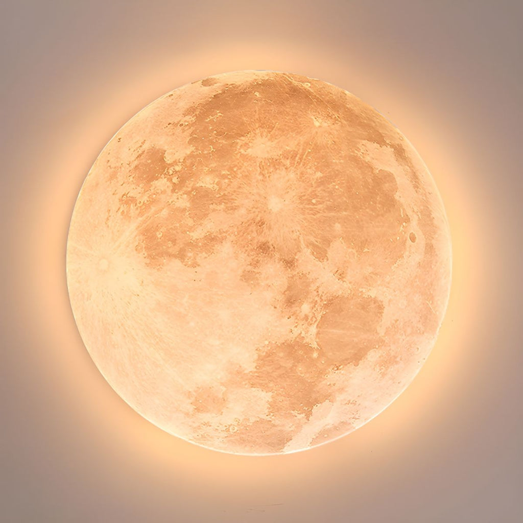 Moon Texture Flush Mount Ceiling Light with Wood Trim