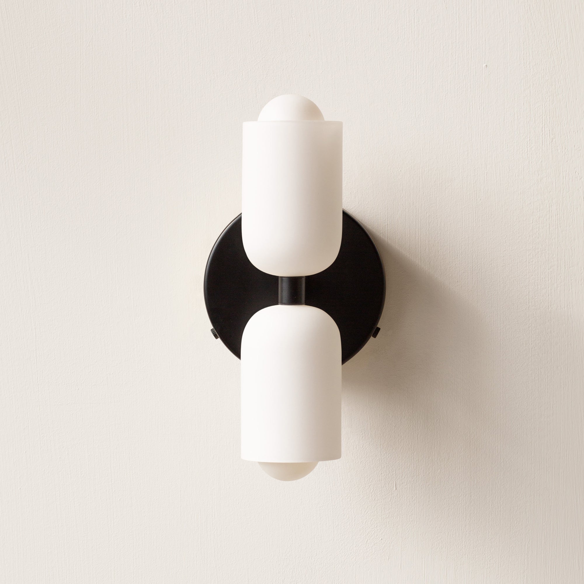 Vintage 2-Light Glass Wall Sconce with Round Backplate