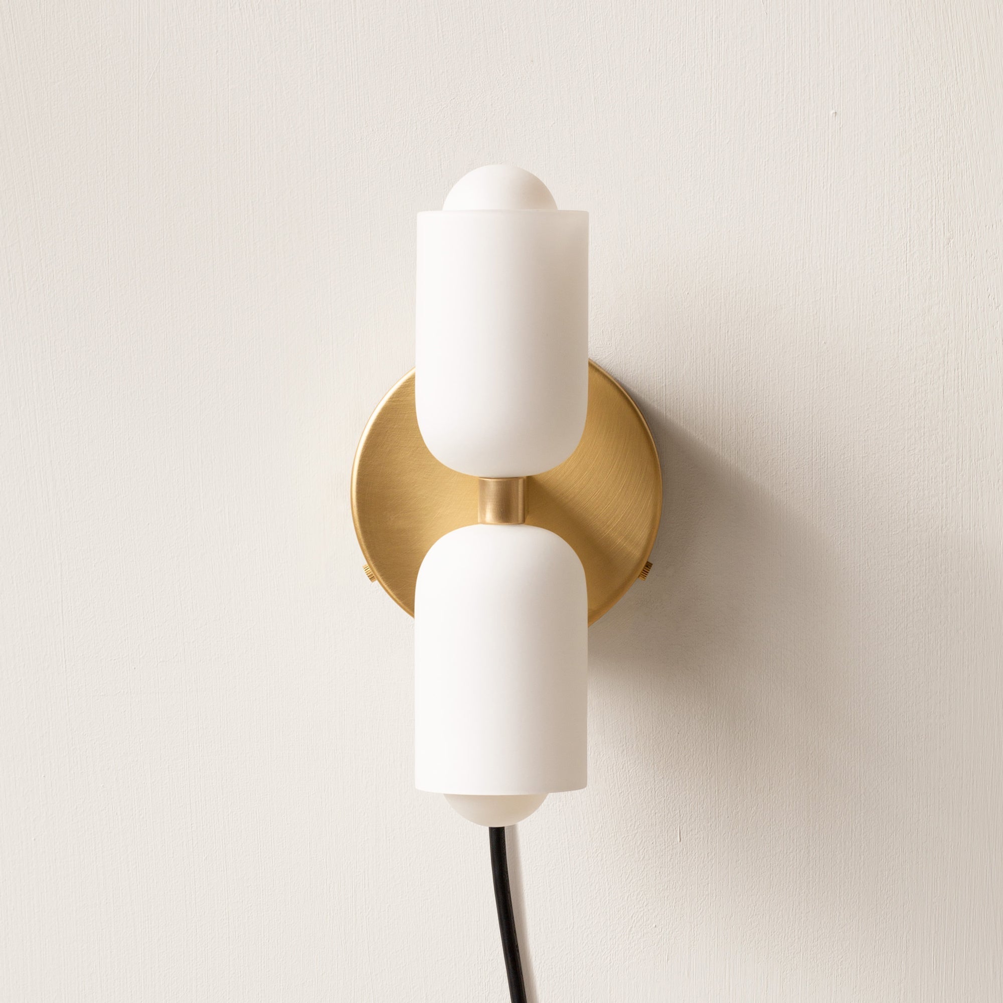 Vintage 2-Light Glass Wall Sconce with Round Backplate