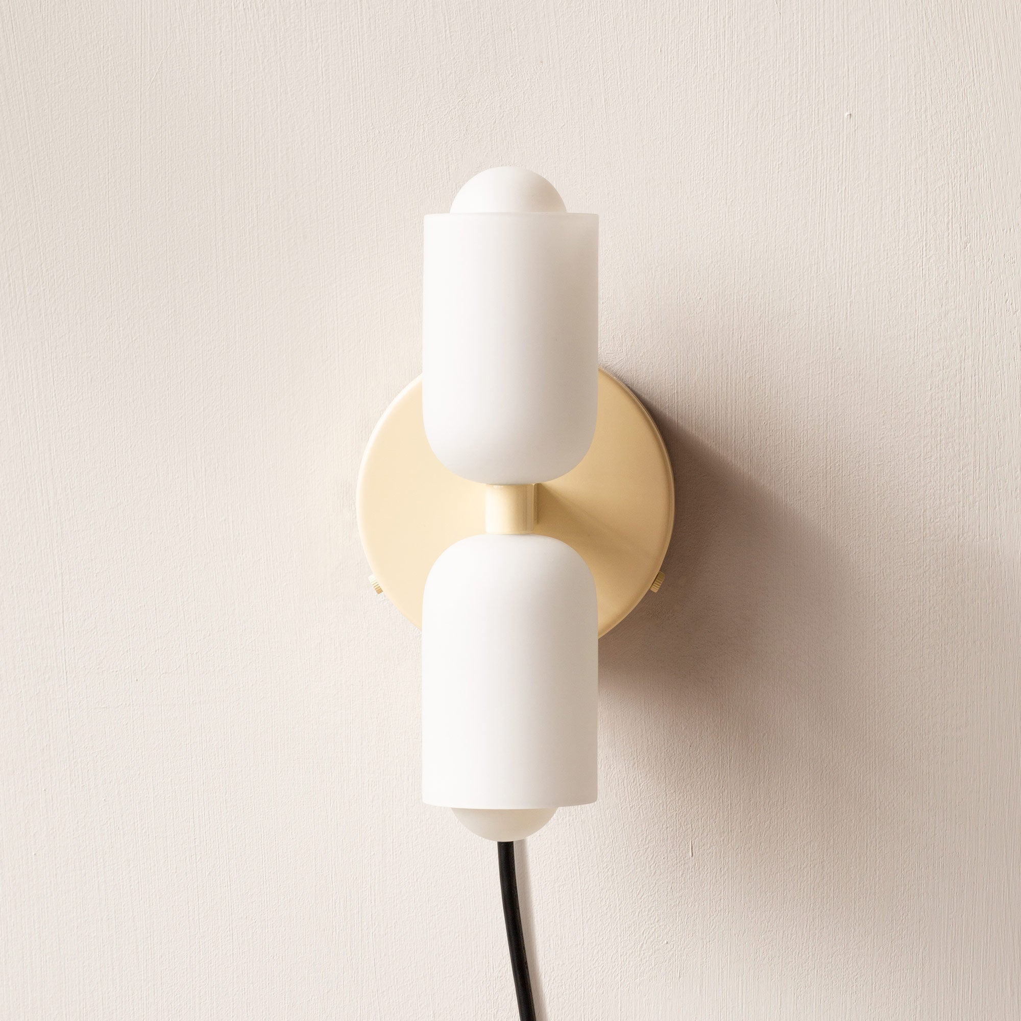 Vintage 2-Light Glass Wall Sconce with Round Backplate
